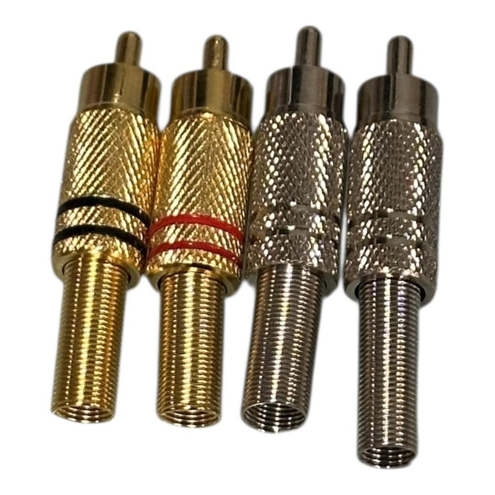 RCA Male Plug Connectors Lot 4 Gold Silver Red Black Audio Cable DIY Plugs